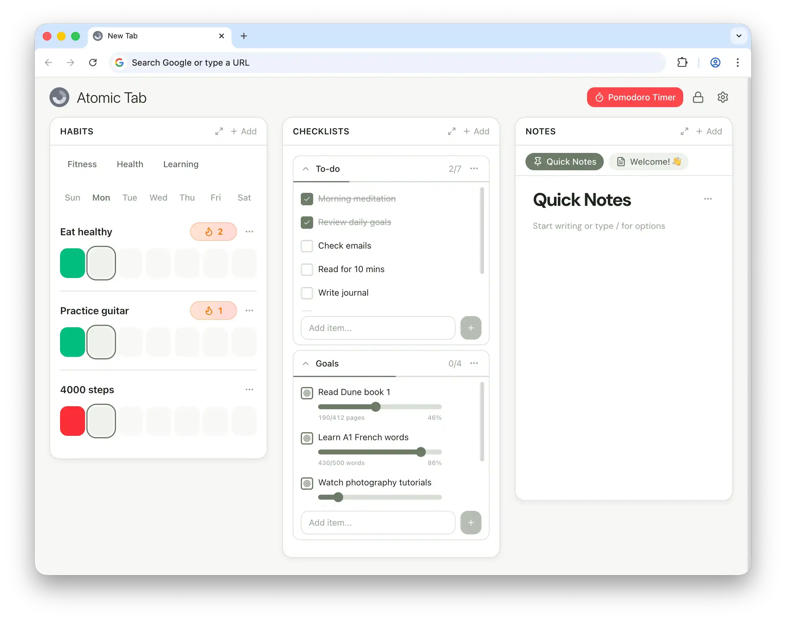 Atomic Tab product screenshot